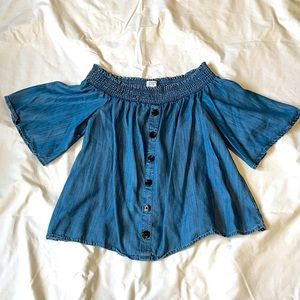 Off shoulder denim look blouse crown ivy medium